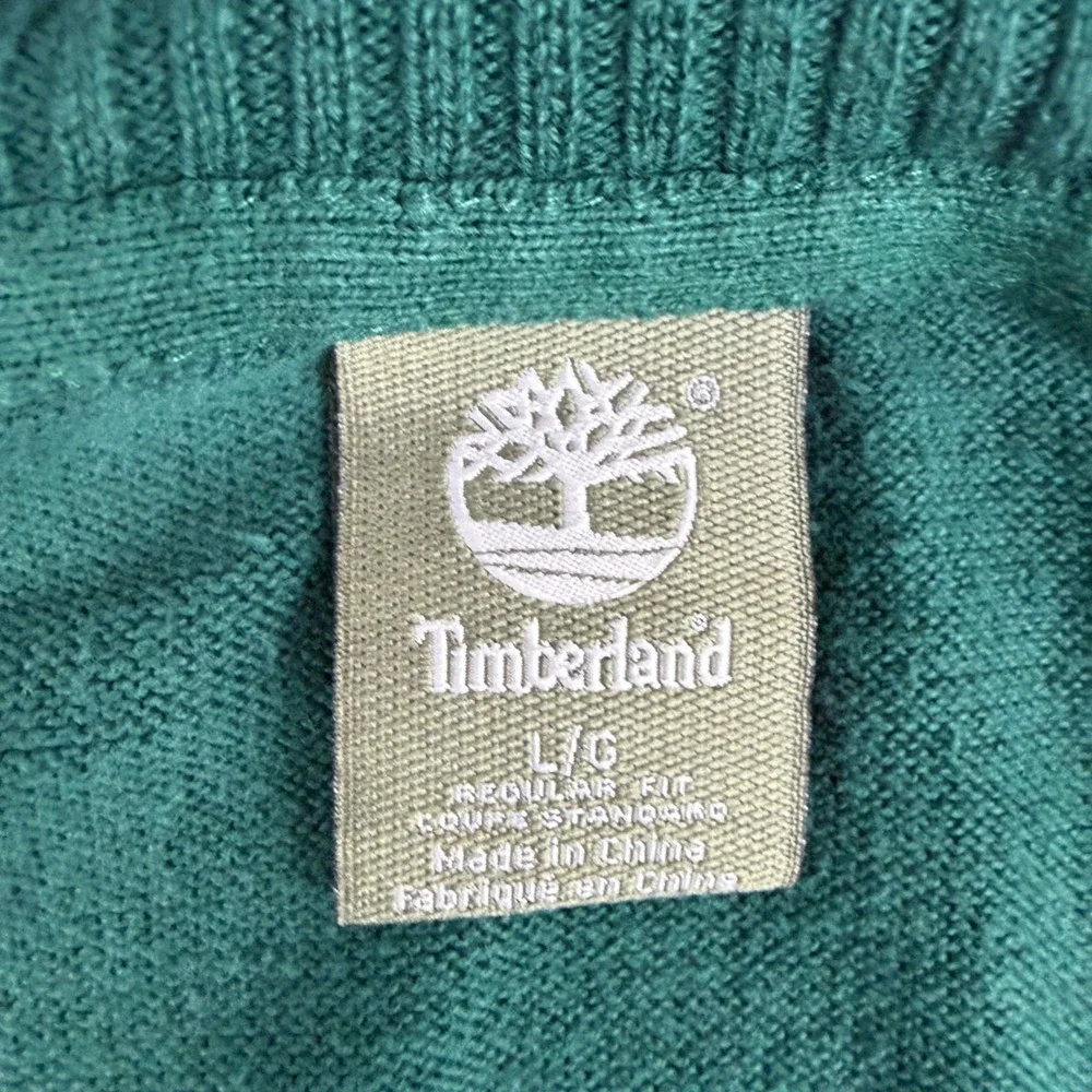 Timberland Mens Cotton Quarter-Zip Pullover Sweater Green 6267J Large